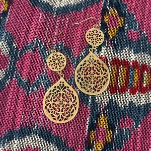 Filigree Earrings; 3” drop.